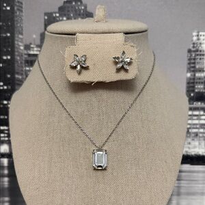 WHBM Elegant Silver Necklace and Earring Set